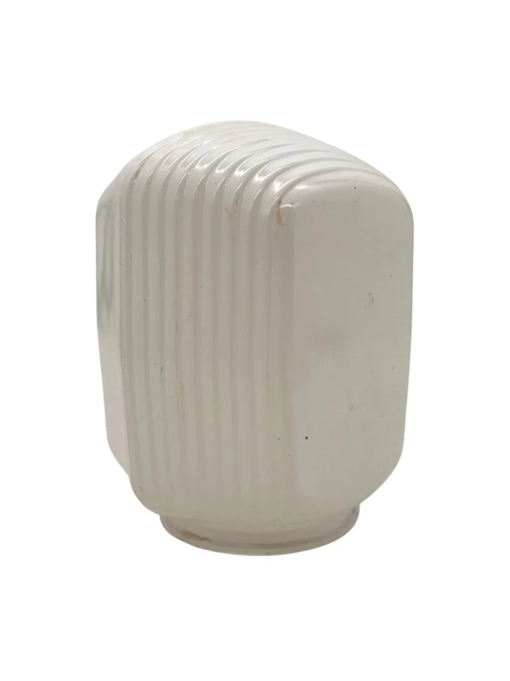 Vintage Milk Glass Art Deco Light Fixture Shade With Clear Geometric Panel 6" - Picture 7 of 13